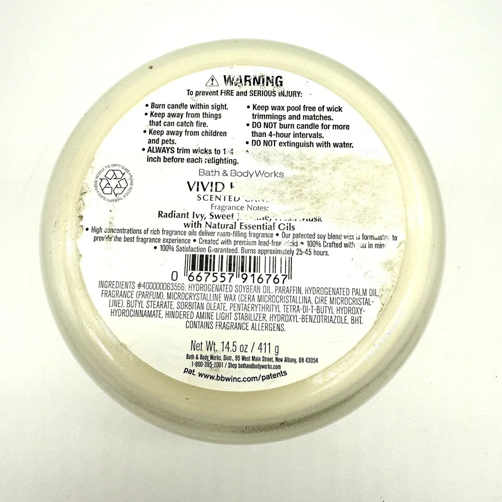 Bath & Body Works Candle VIVID EMERALD 3 Wick Candle 14.5 oz. New - Picture 4 of 5